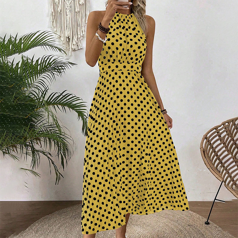 ✨ Polka Dot Halter Neck Dress🌼