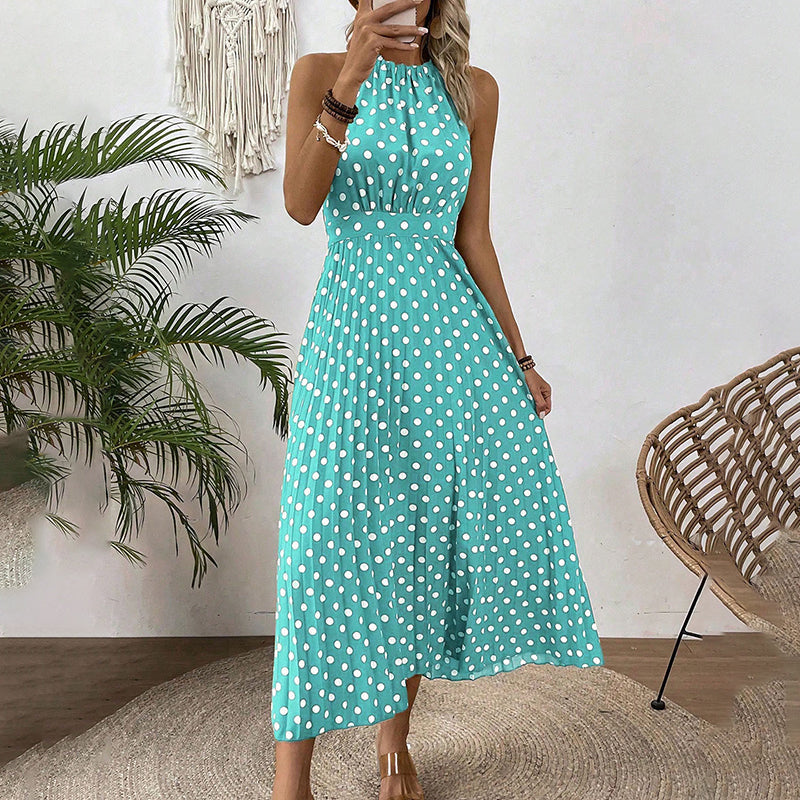 ✨ Polka Dot Halter Neck Dress🌼