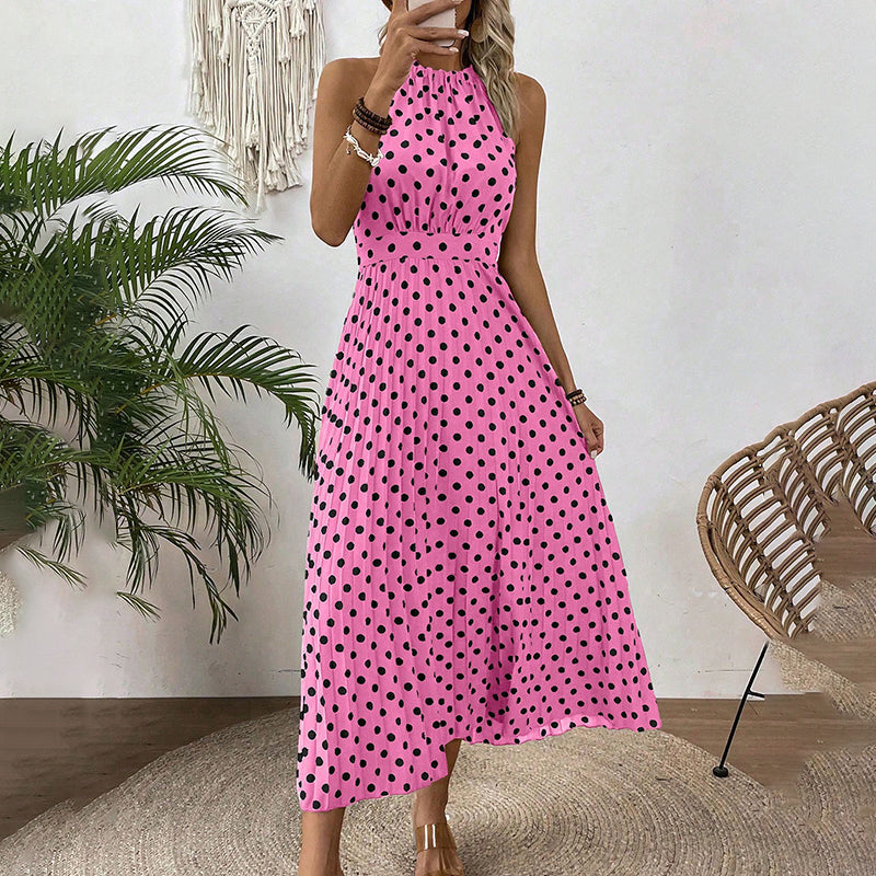 ✨ Polka Dot Halter Neck Dress🌼