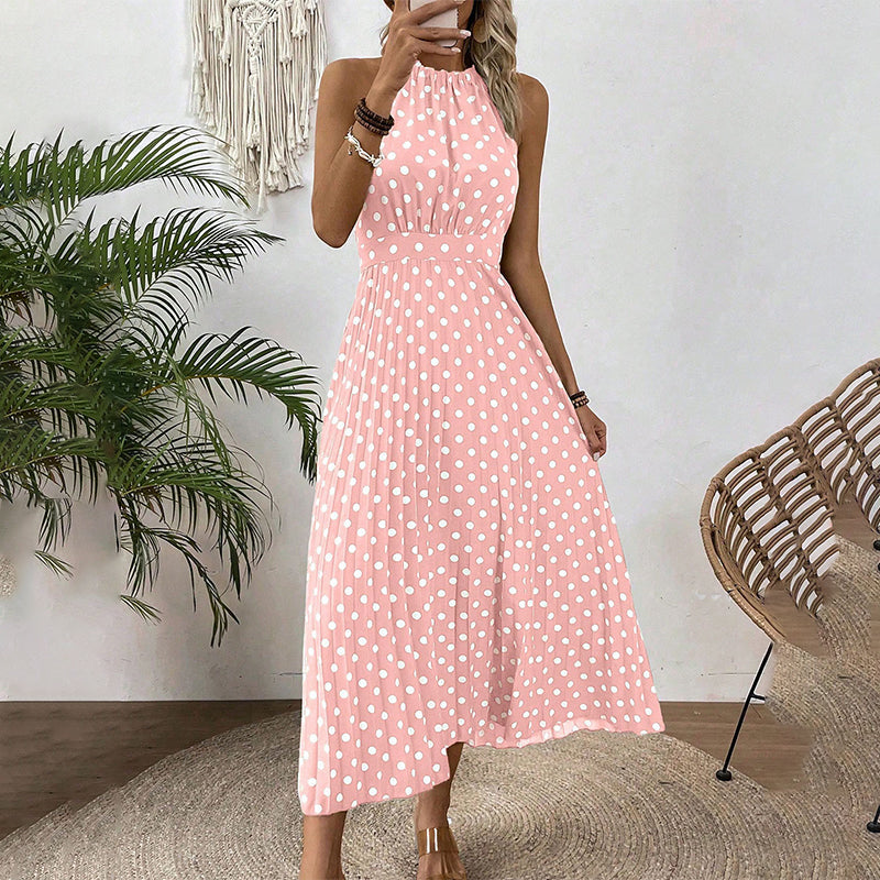 ✨ Polka Dot Halter Neck Dress🌼