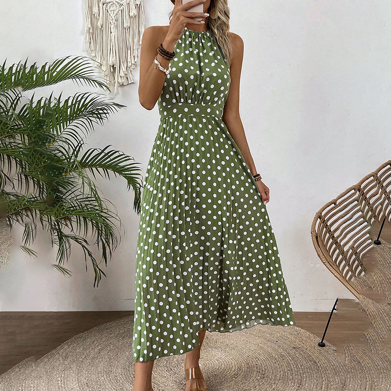 ✨ Polka Dot Halter Neck Dress🌼