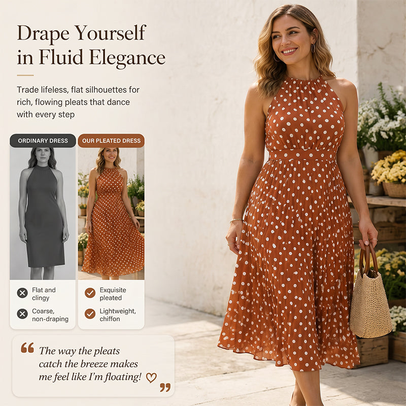✨ Polka Dot Halter Neck Dress🌼