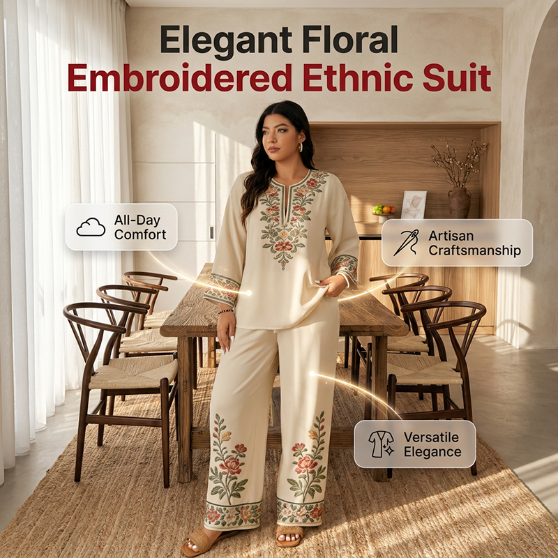 Women's Long Sleeve Blouse & Wide-Leg Trousers Set